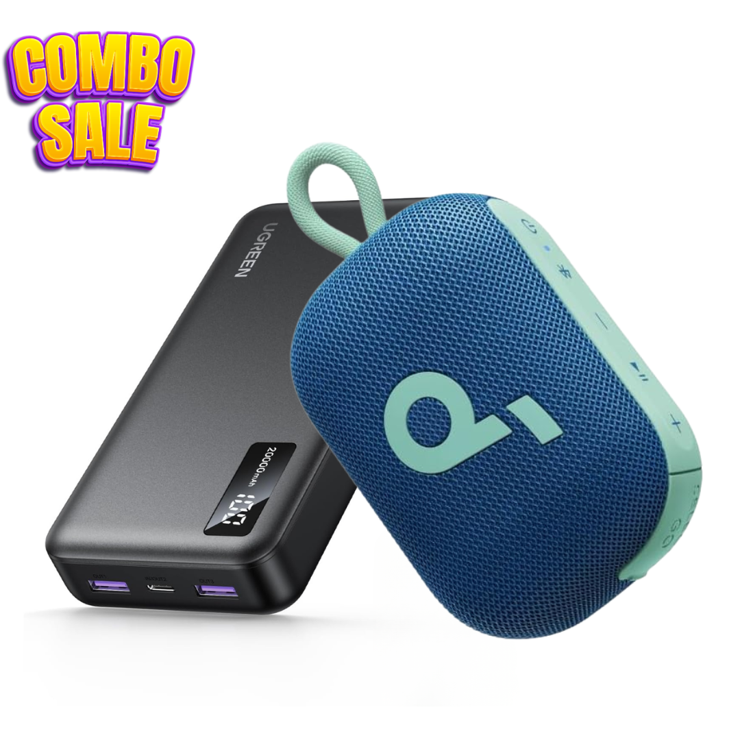 UGREEN 20000mAh power bank with digital LED display and 22.5W fast charging for smartphones.