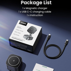 UGREEN magnetic wireless charging box set with a USB-C cable and instruction manual on a dark blue background, labeled as a package list.