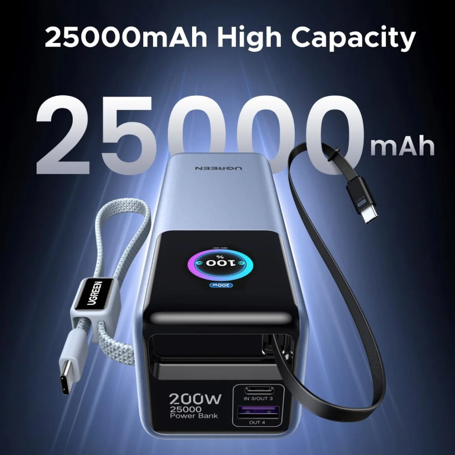 UGREEN Nexode 200W portable power bank 25000mAh with smart TFT display – Shop Now