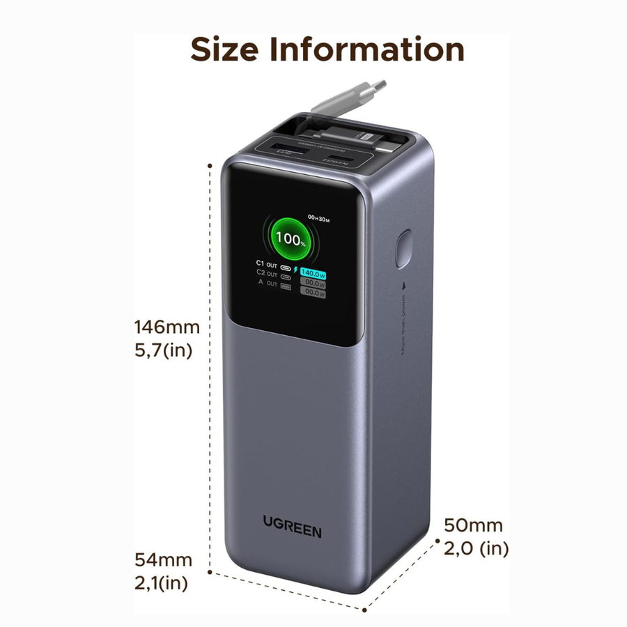 UGREEN Nexode 165W portable power bank with real-time watt voltage amp display Nepal
