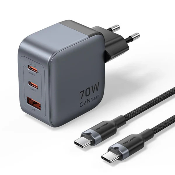 Buy Vention 3 Port 70W GaN Fast Charger in Nepal at best price