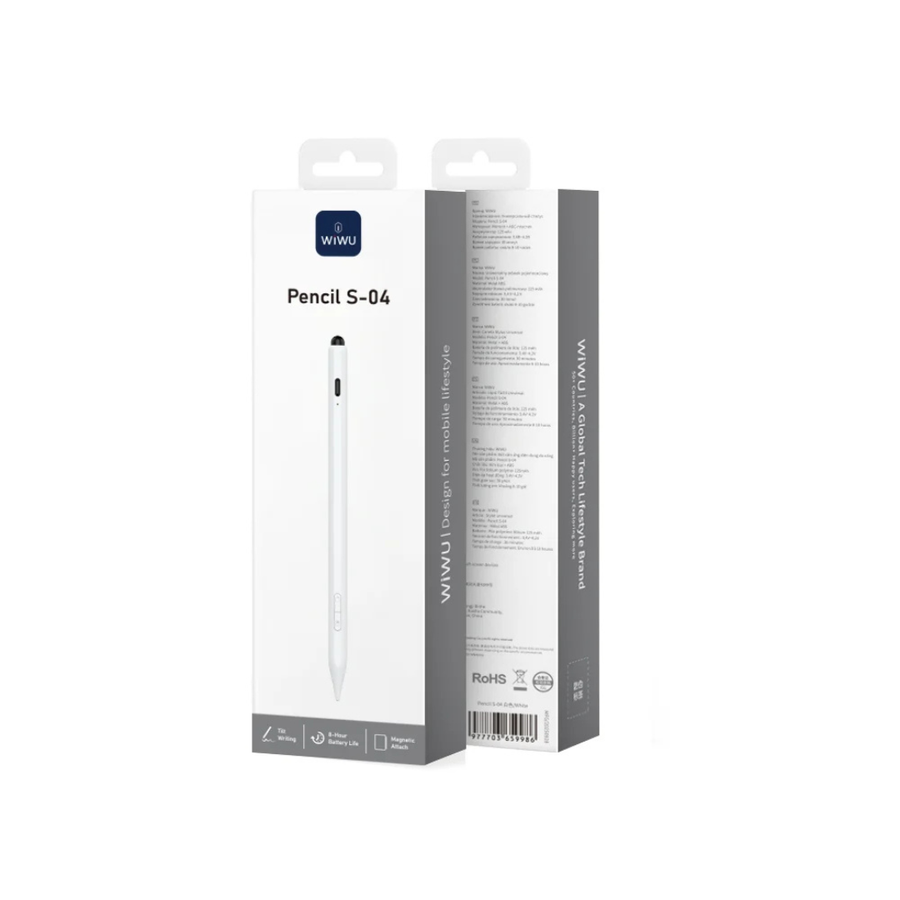 WINKAI Pencil S-04 stylus packaging shown on a clean white background, with the front and side panels of the retail box visible.