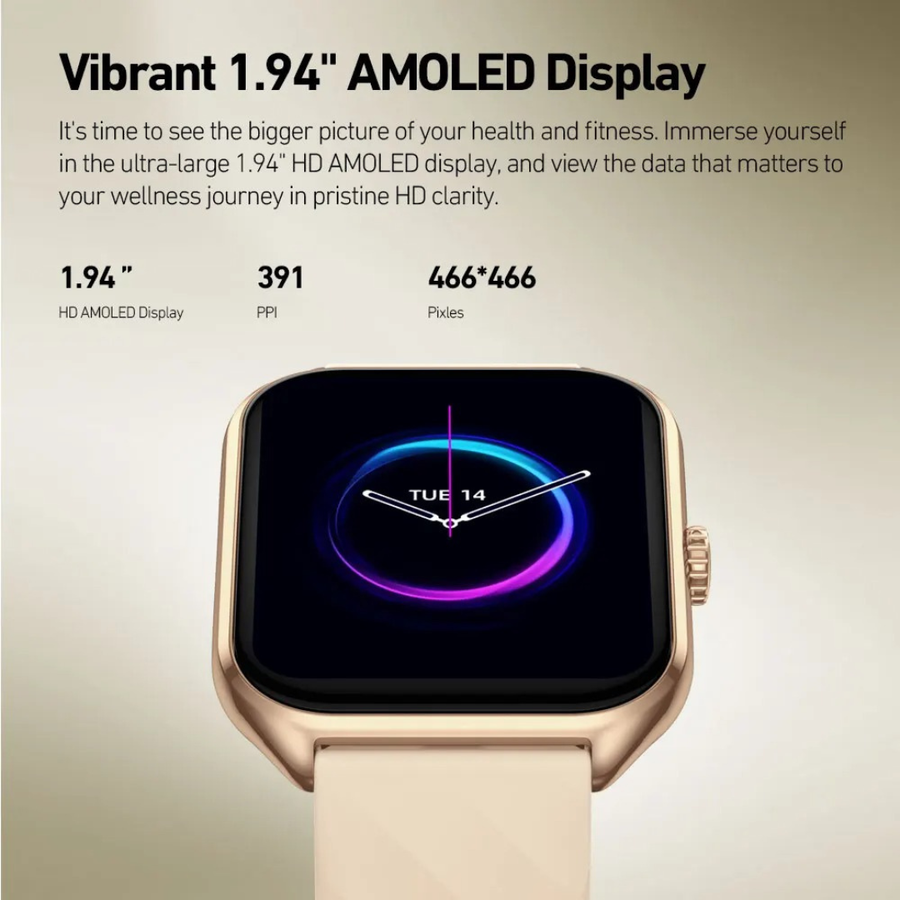 Buy now Zeblaze GTS 4 smartwatch front view with HD AMOLED display and slim bezels
