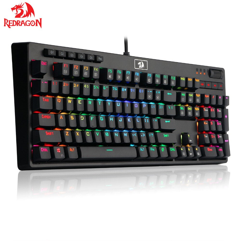 Redragon K579 Mechanical Gaming Keyboard Wired RGB LED Backlit 104 Keys - Brother-mart