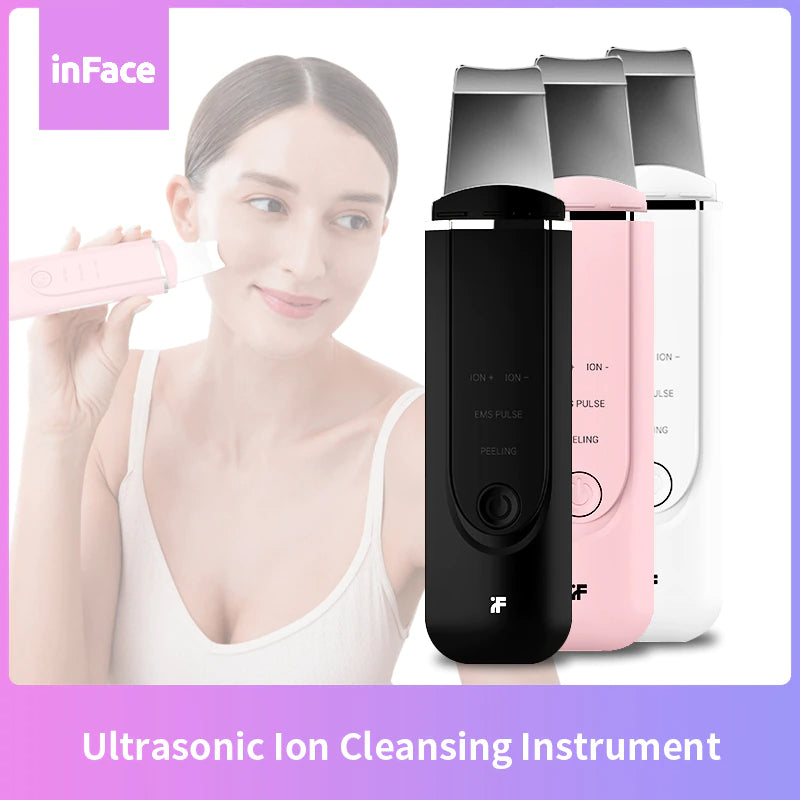 Xiaomi InFace Ultrasonic Facial Skin White color Scrubber Cleaner Blackhead Remover Peeling Shovel Cleaner Skin Care Facial Massager - Brother-mart