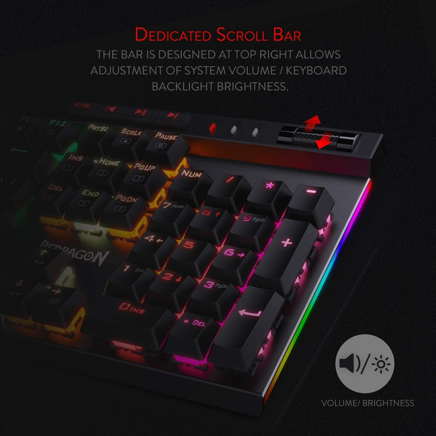 Redragon K580 VATA RGB LED Backlit Mechanical Gaming Keyboard 104 Keys - Brother-mart