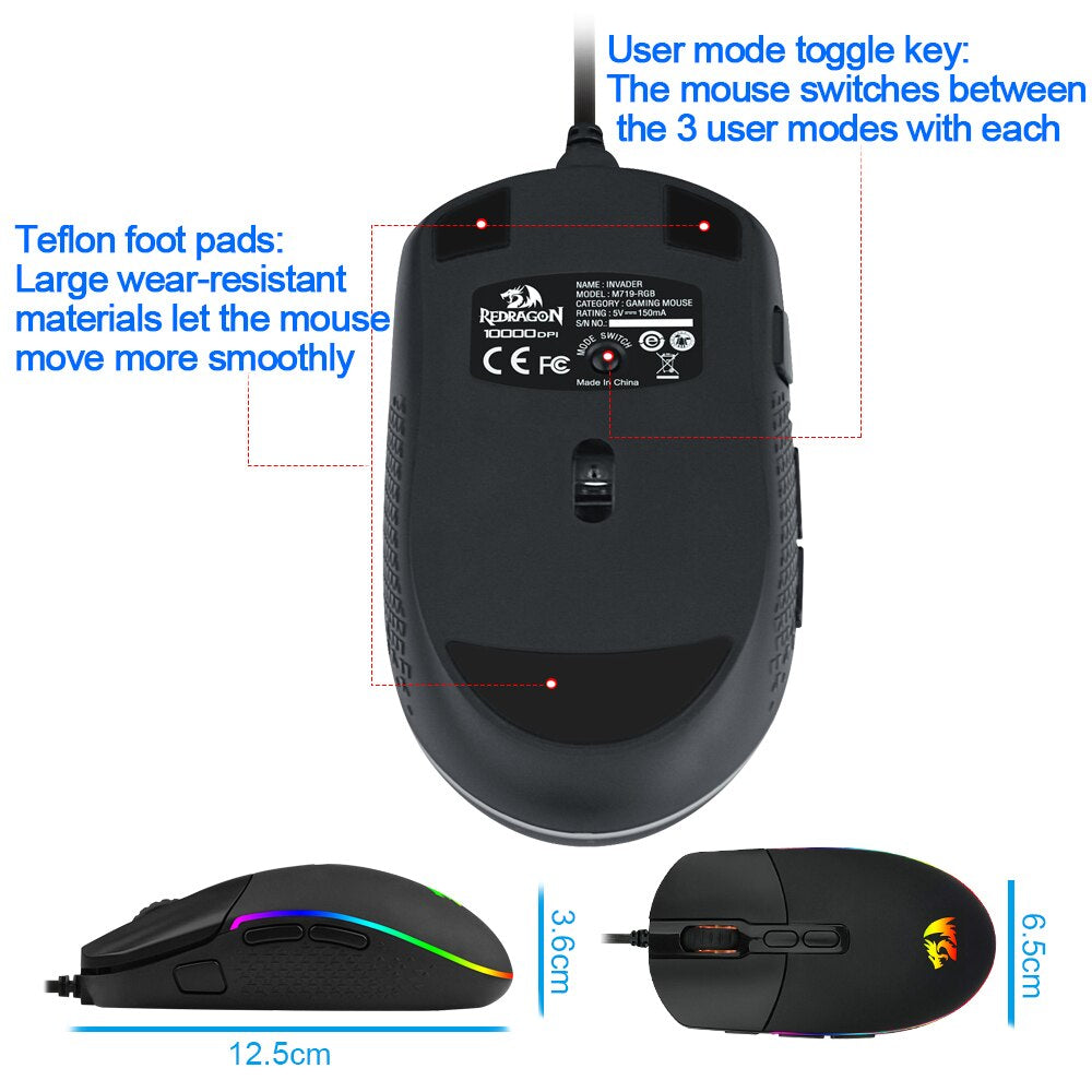 Redragon M719 INVADER Wired Optical Gaming Mouse – REDRAGON ZONE