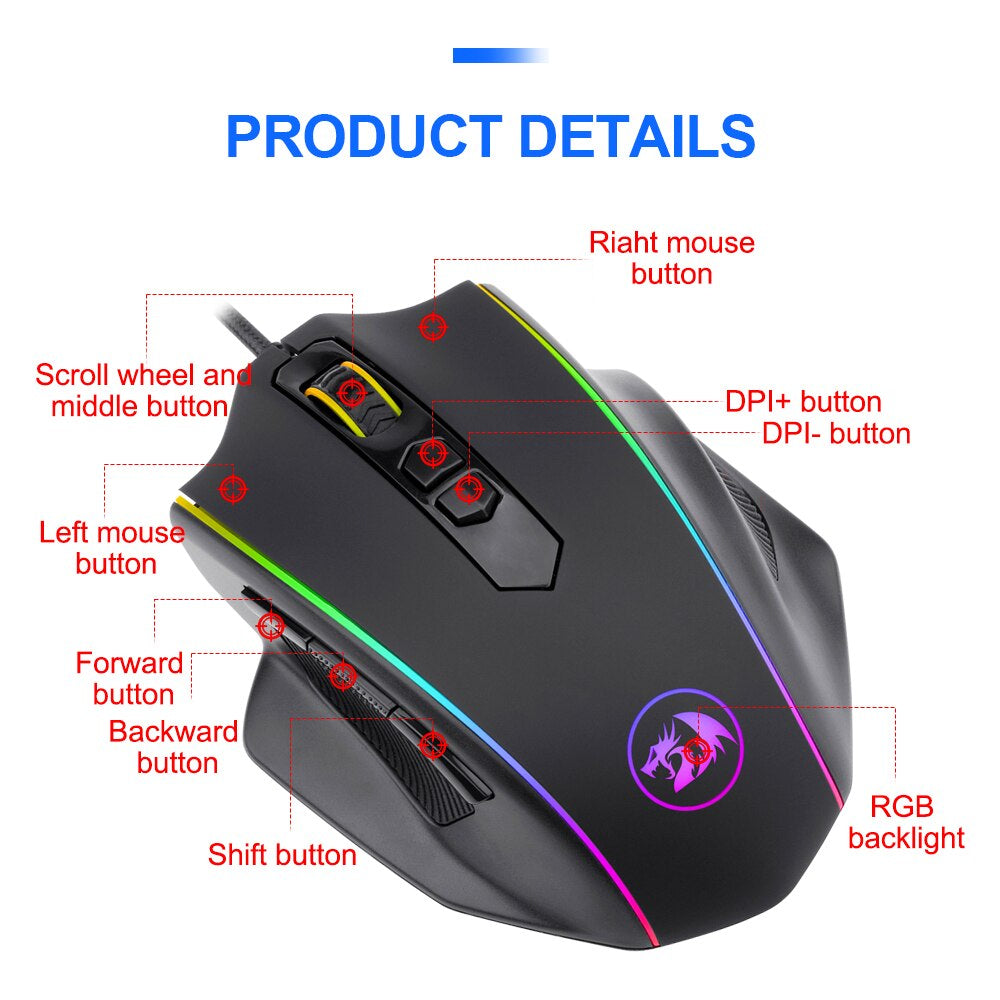 Redragon M720 Vampire RGB Gaming Mouse - Brother-mart