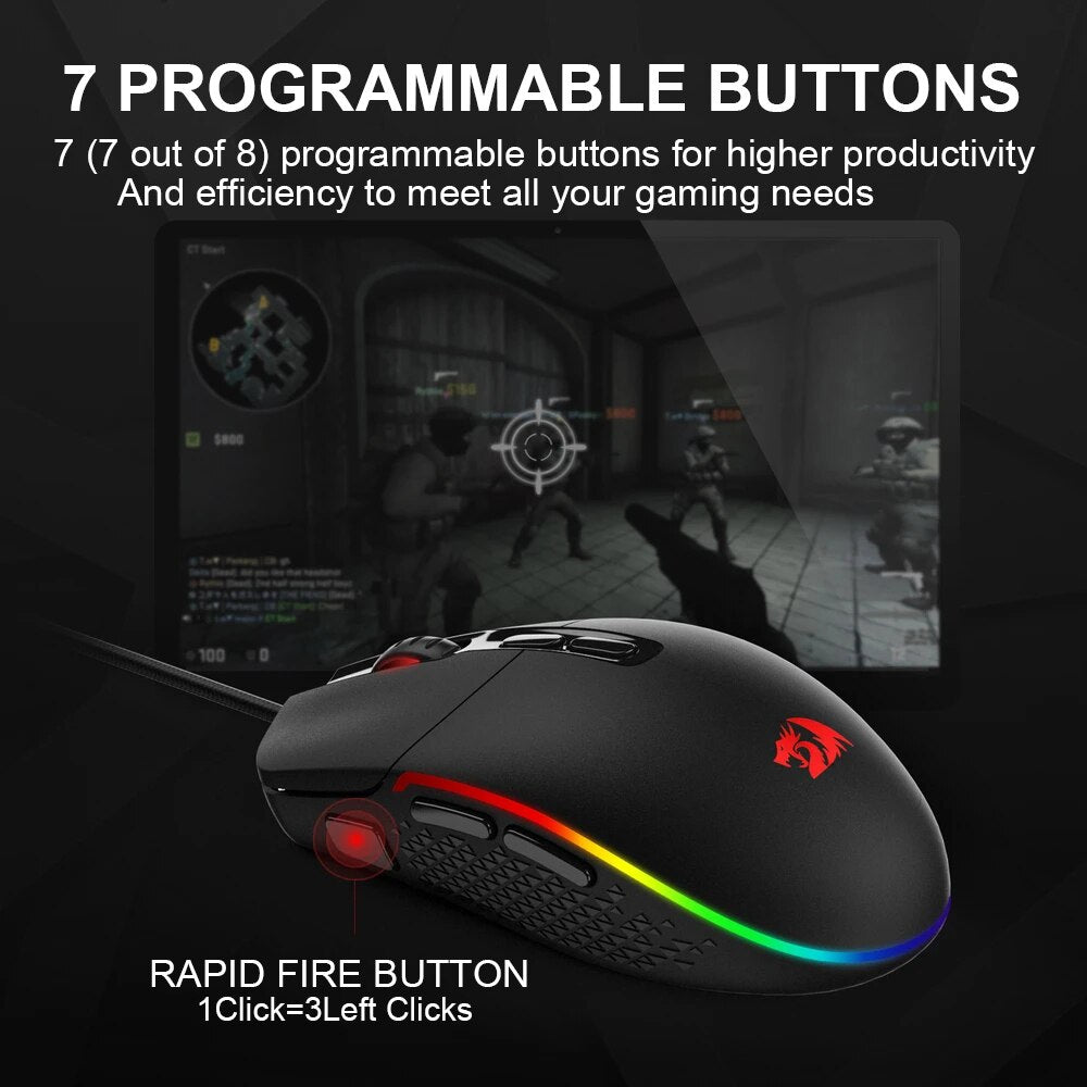 Redragon M719 INVADER Wired Optical Gaming Mouse - Brother-mart