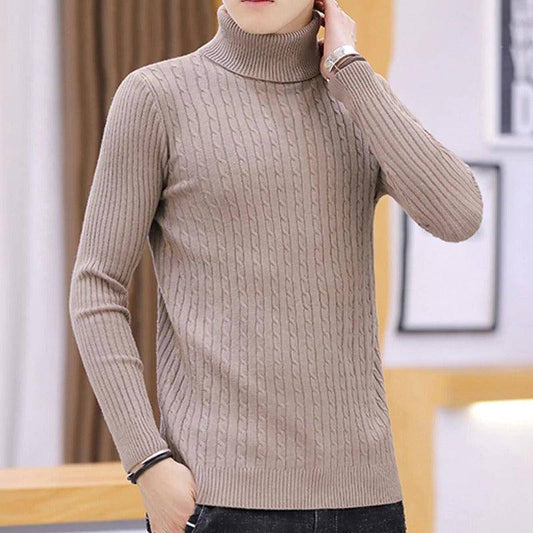 Winter Warm Turtleneck Cream Hineck Sweater Men Fashion sweaters Knitted - Brother-mart