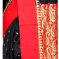 Women's Bengal Premium Garad Silk Saree with Blouse Piece (Black and Red)) - Brother-mart