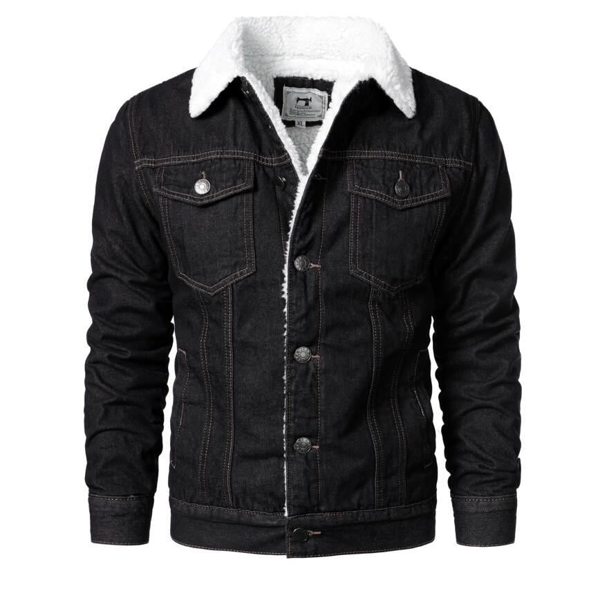 Denim Jeans Jacket with fur for Men-