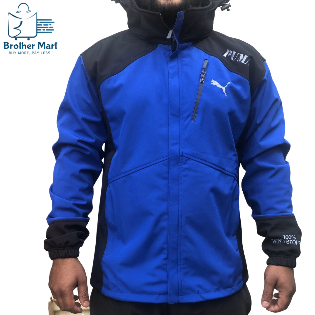 Hooded Racing Softshell Jacket With Inside Fleece Lining Zip Pockets Winter - Brother-mart