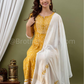 Red and Yellow  Printed  Embroidered Women  Kurta Set with Dupatta 100% Quality - Brother-mart