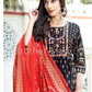 Women Black and Blue Cotton  Printed  Kurta Set with Dupatta - Brother-mart