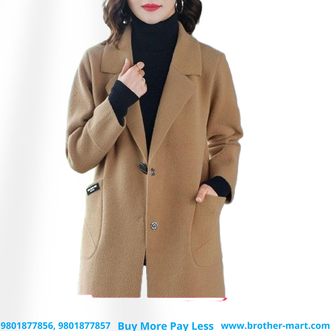 Ladies Long Sleeve Coat Two Breasted Women Blazers Female Color Solid Long - Brother-mart