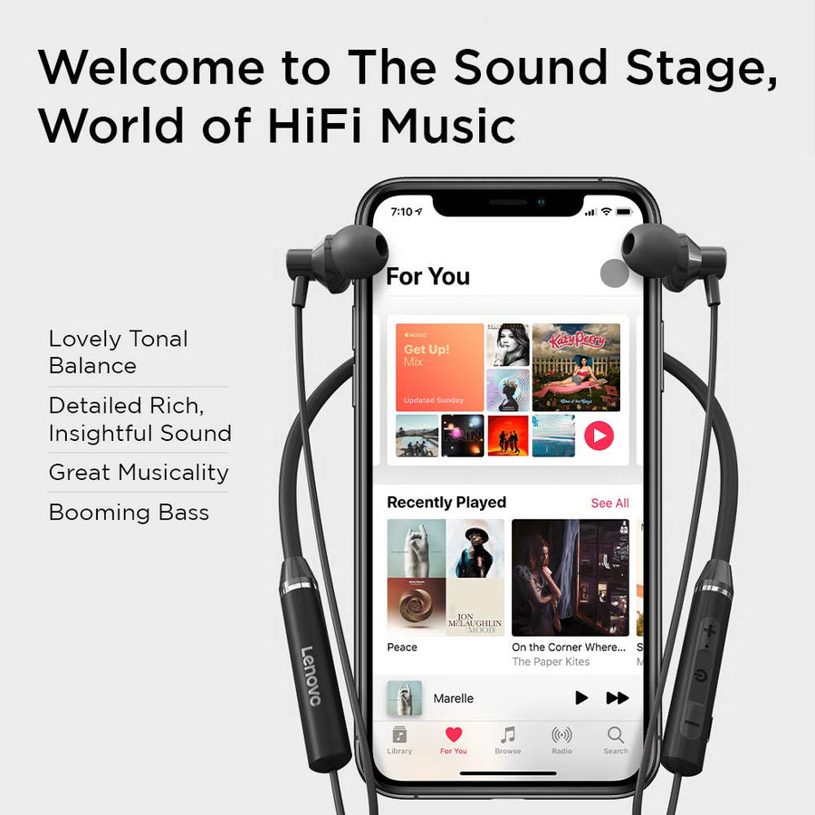 Lenovo HE05 Wireless Bluetooth 5.0 in-Ear Neckband Earphones with Mic - Brother-mart