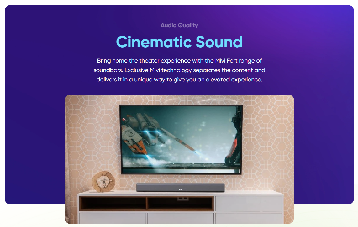 Enjoy Cinematic sound with MIVI sound Bar