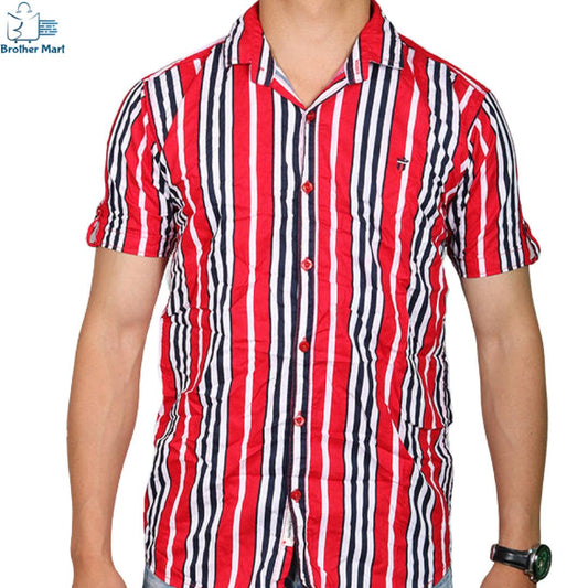 Shop cotton shirt for men-colour red/white stripe