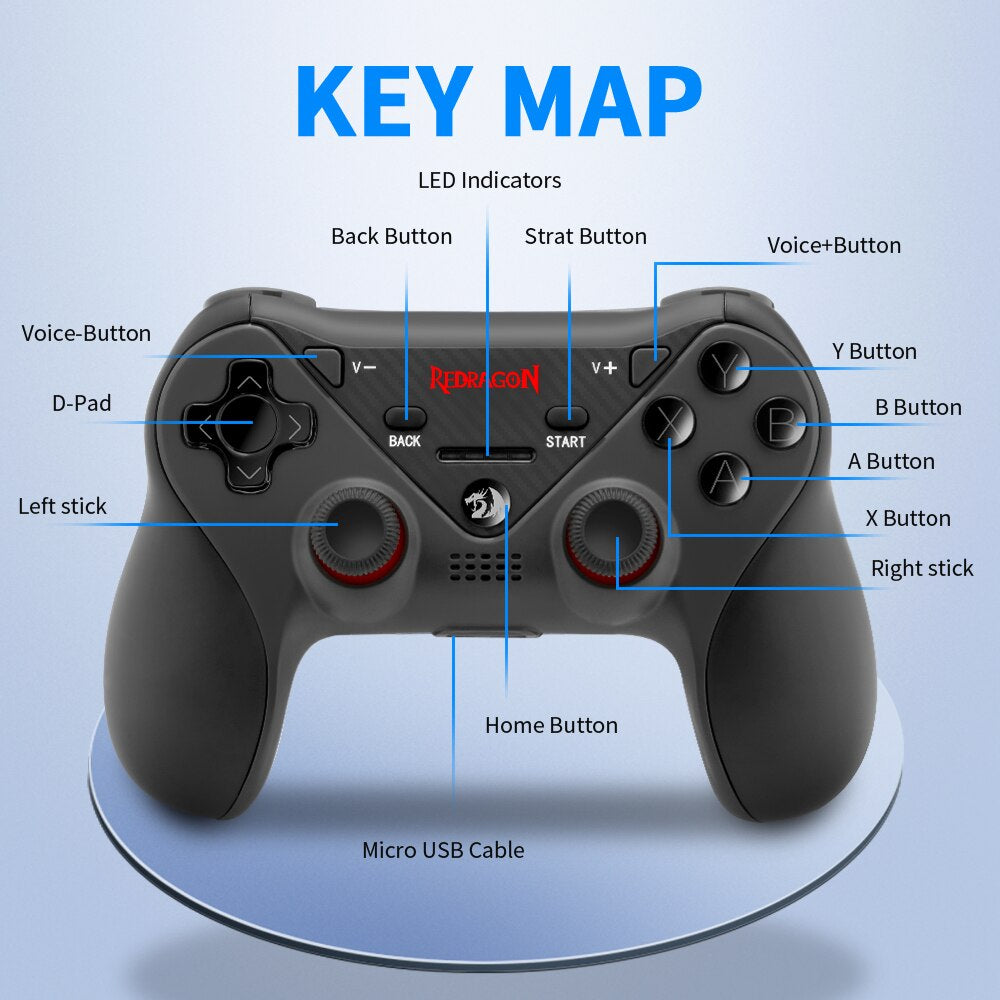 Redragon CERES G812 Wireless Gamepad Support Bluetooth android and IOS - Brother-mart