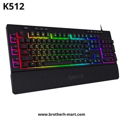 Redragon K512 SHIVA RGB Membrane Gaming Keyboard with Multimedia Keys - Brother-mart