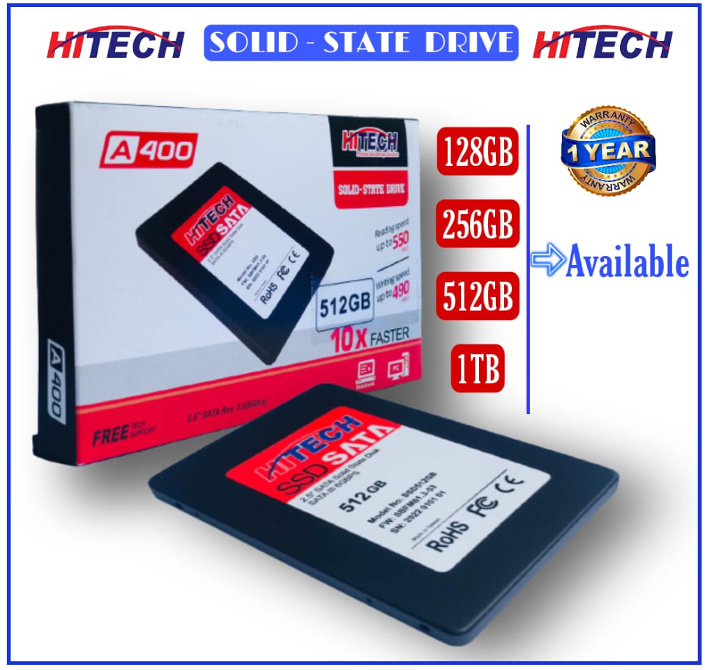 HITECH SSD SATA 3 2.5" Solid State Drive 128GB 256GB and 512GB  with 1 Year warranty - Brother-mart