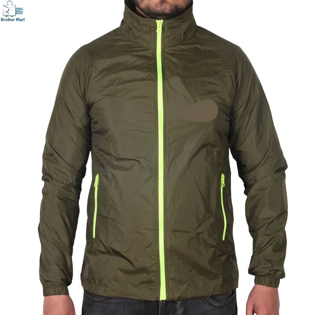 Men Green Windcheater for summer Zipper Male Casual  Slim Fit Jacket - Brother-mart