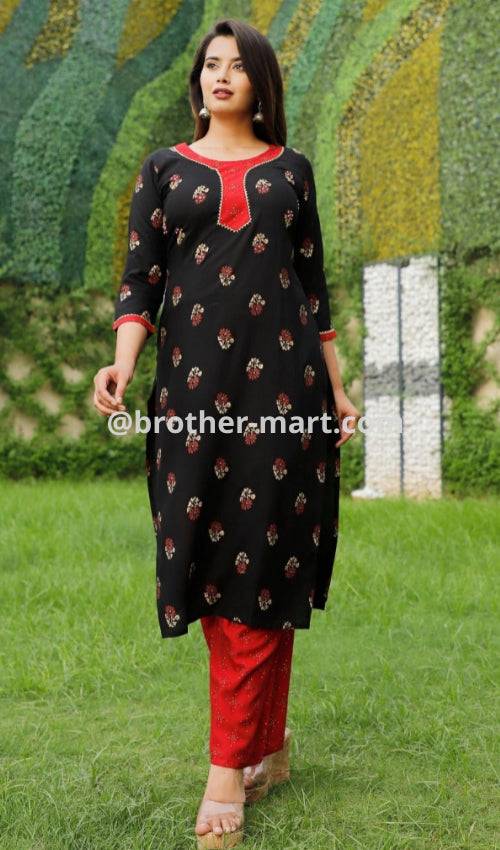 Black Women  Party Wear Traditional Designer Kurti top trending kurti - Brother-mart