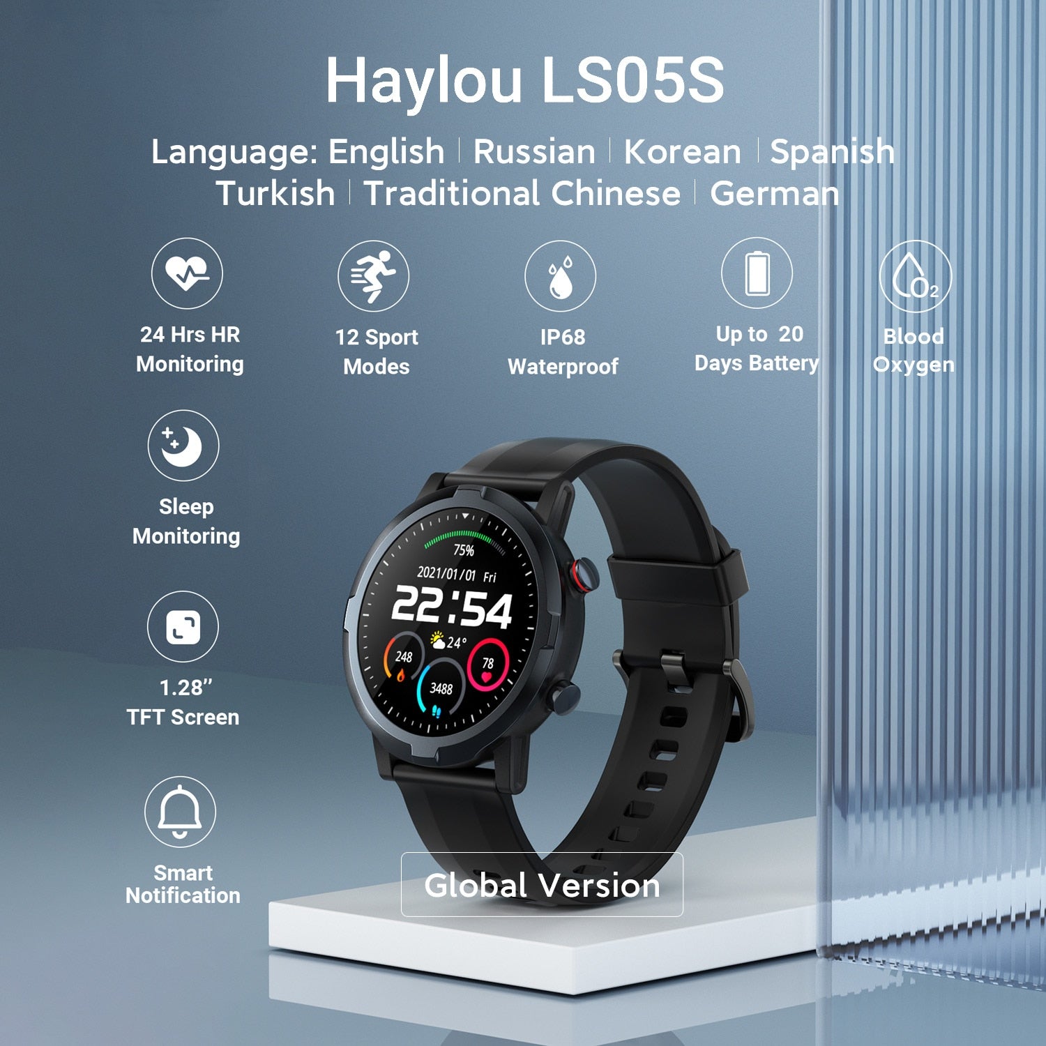 Xiaomi Haylou RT LS05S Smartwatch  IP68 Waterproof Long Battery