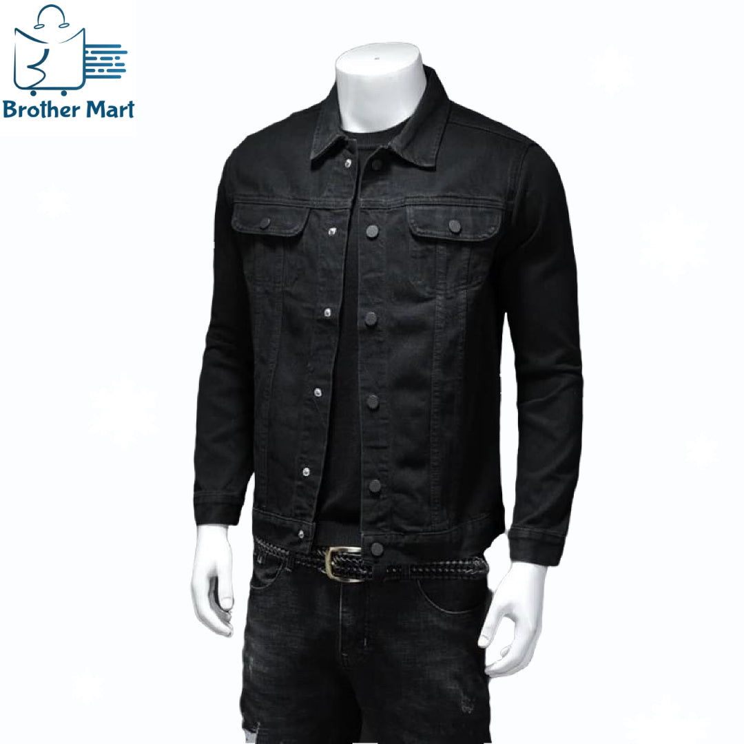 Black MAN Slim Fit Faux Fur Collar Jean Jacket 2758615 | DeFacto