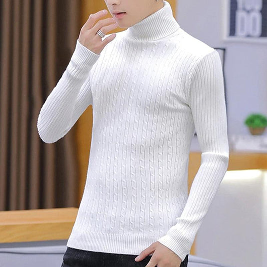 Winter Turtleneck Lining Hineck White  Sweater Men Fashion  sweaters - Brother-mart