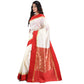 Women's Bengal Premium Garad Silk Saree with Blouse Piece (White and Red) - Brother-mart