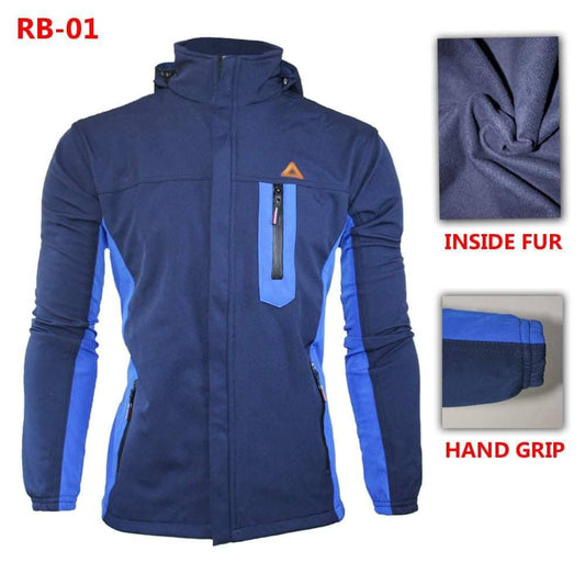 Polar attached bonded jackets For Men Size Medium Large Extra Large Blue - Brother-mart