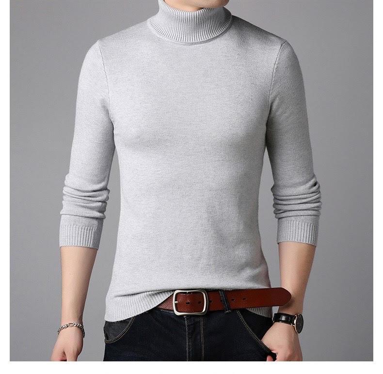 Plain Hineck Winter Turtleneck Men Solid Skinny Warm  Sweater fashionable - Brother-mart