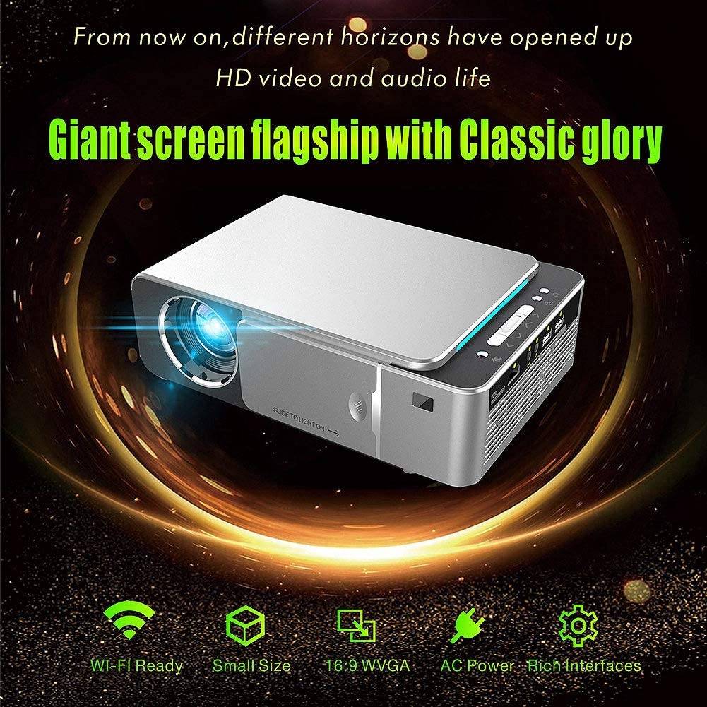 T6 WiFi LED Projector Silver 100-240V,T6 High Video Quality  with Wi-Fi LED, Home Cinema - Brother-mart