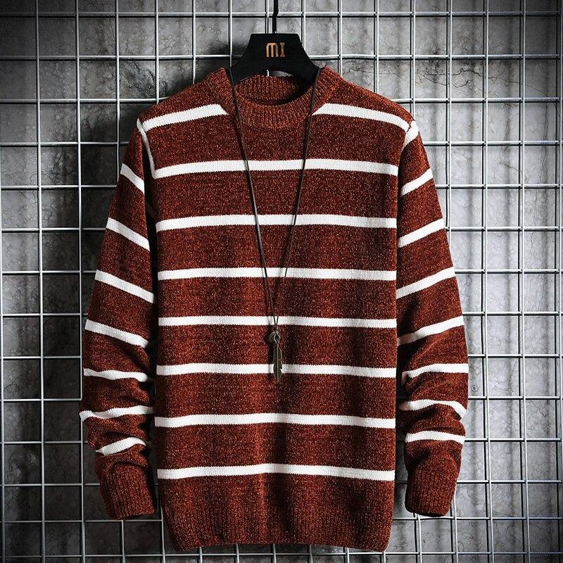 Latest Black And White Straps Sweater For Men the trending sweater for winter - Brother-mart